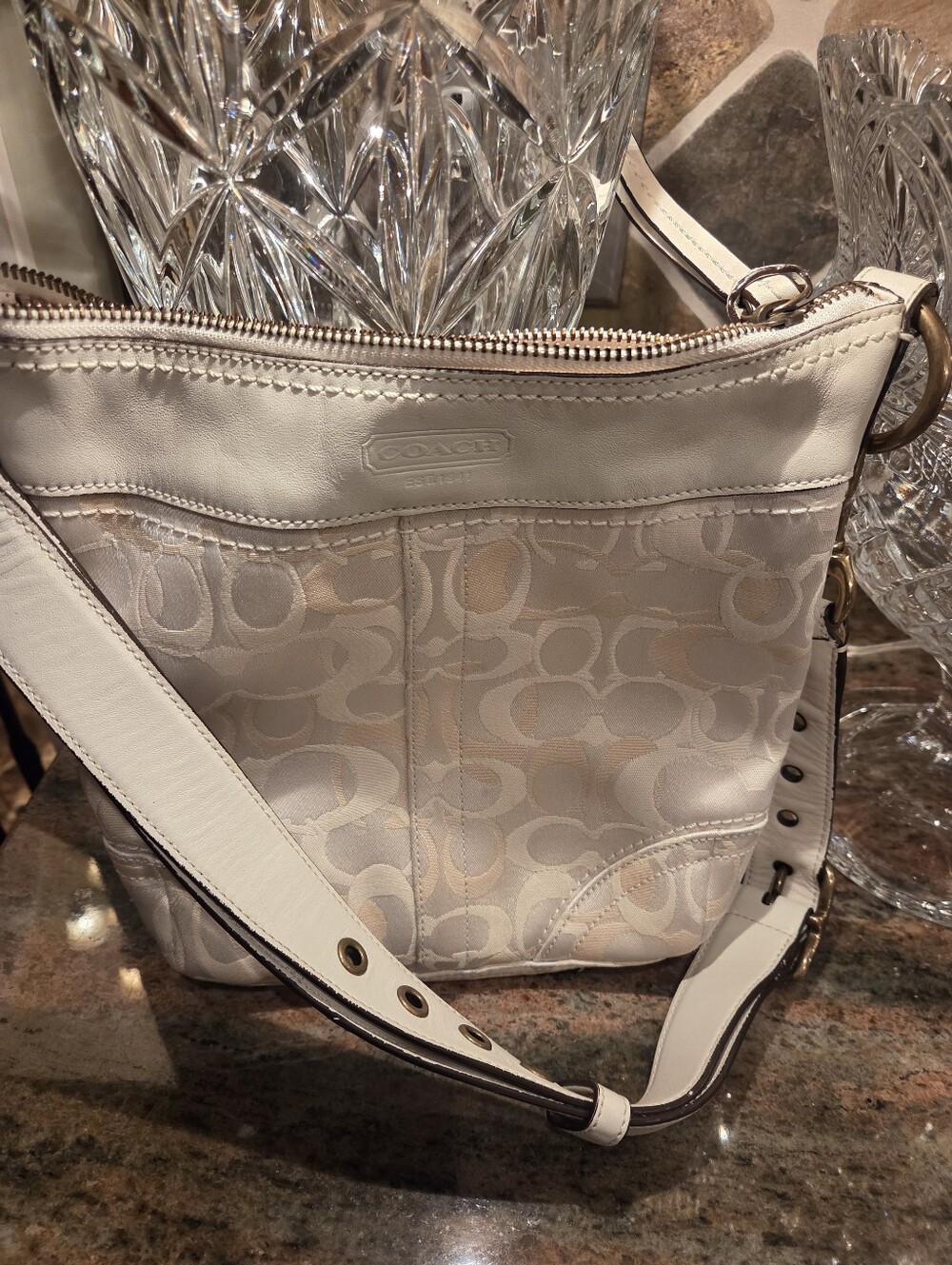 GOOD DEAL- Coach Cream And Beige Shoulder Bag
